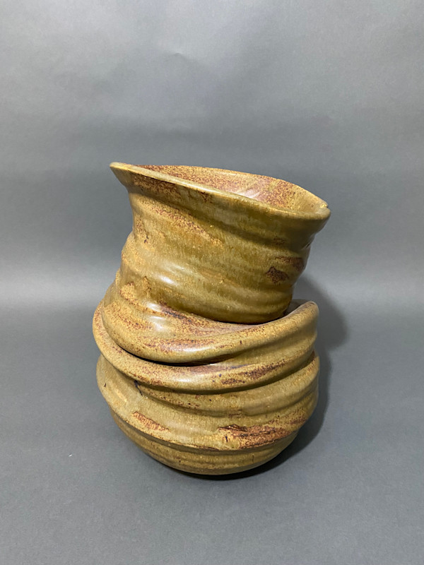 Large cylindrical ceramic ikebana vase