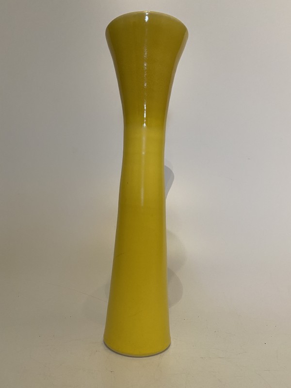 Tall, yellow ceramic ikebana vase