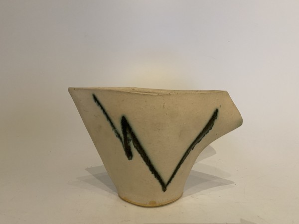 White and green ceramic ikebana vase