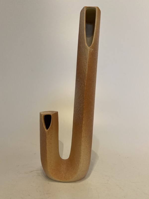 J-shaped ceramic ikebana vase