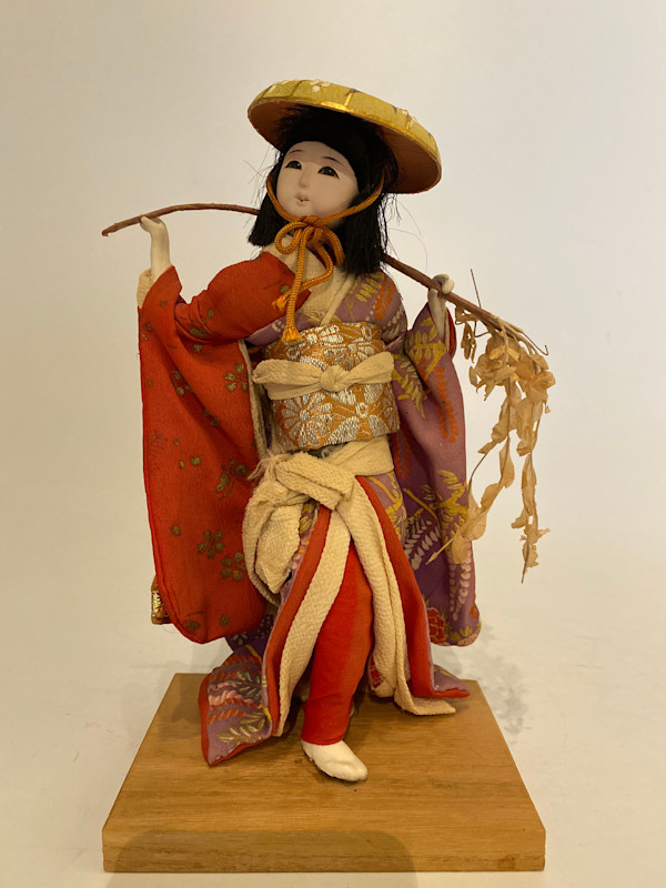 Small 'Wisteria Maiden' doll- Fuji Musume ningyō