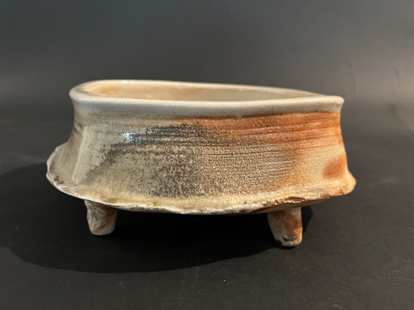 Shallow ceramic ikebana vase by Curt Brill