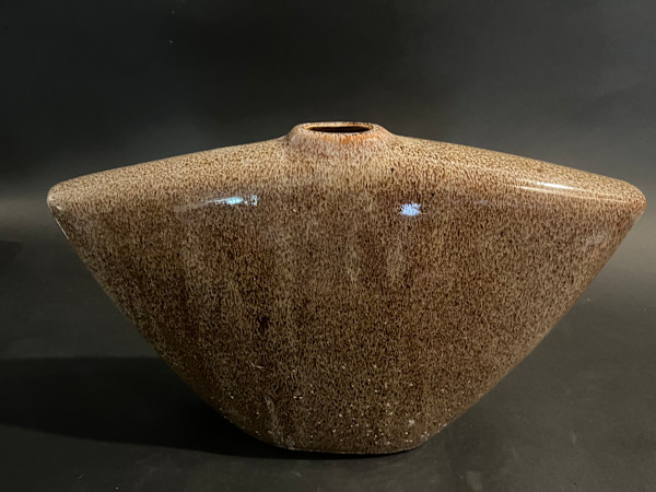 Brown ceramic ikebana vase
