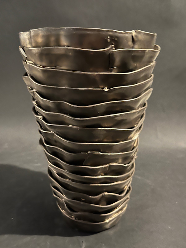 Conical ceramic ikebana vase