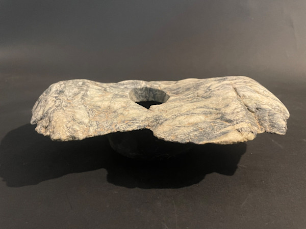 Flat stone ikebana vase