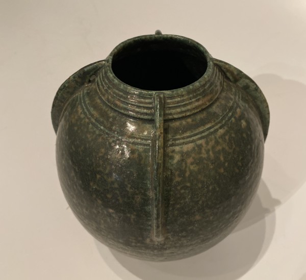 Dark green ceramic ikebana vase