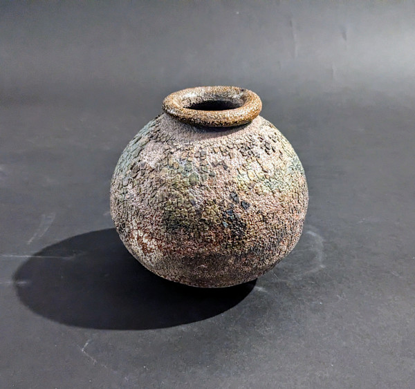Small globular ceramic ikebana vase