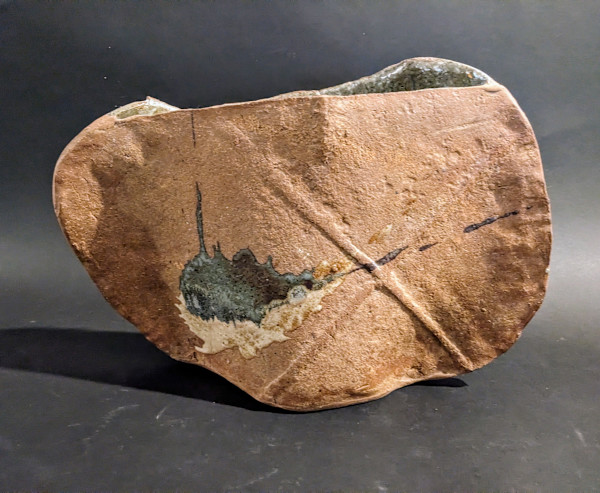 Slab-built ceramic ikebana vase