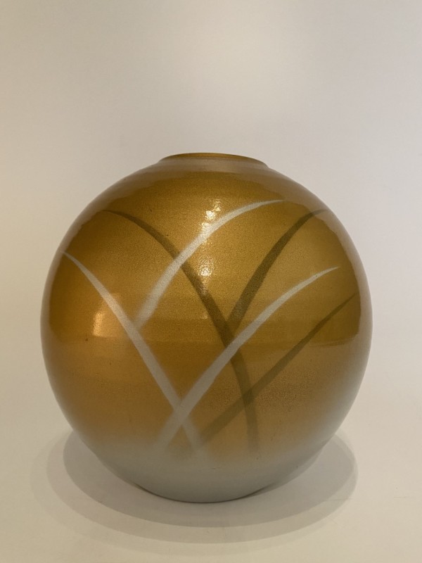 Globular ceramic decorative vase