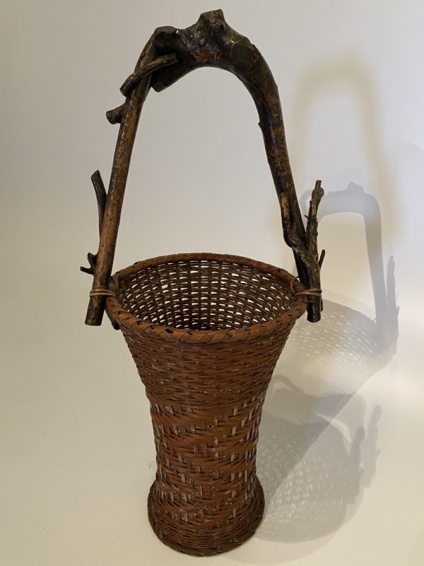Tall Ikebana basket vase