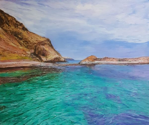 View from Second Valley Jetty in oil by Christine Davis
