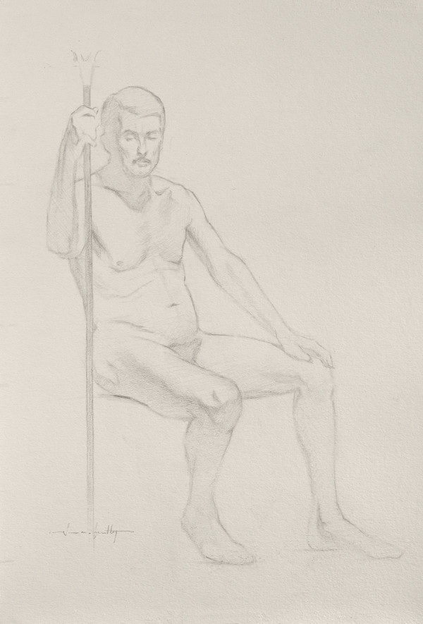 Seated Life Model with Staff by Jason Bentley