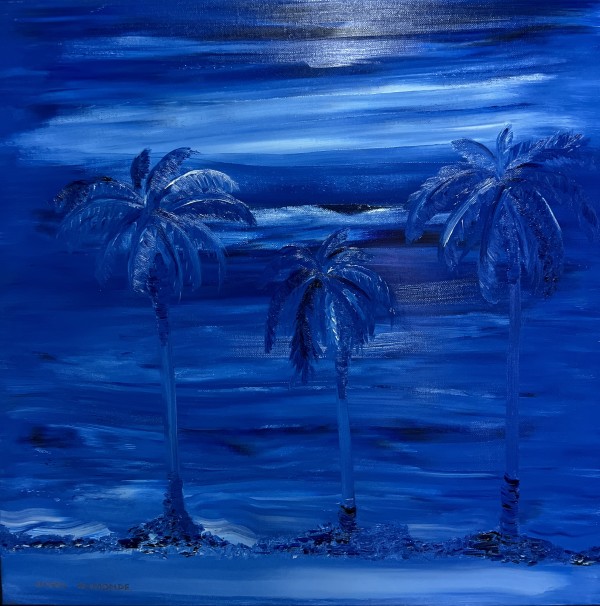 Palm trees at night by Carolina (Caro)  Ramonde