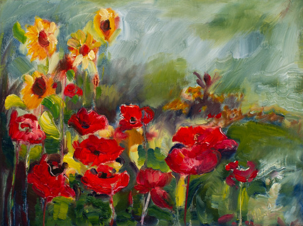 Sunflowers and Poppies