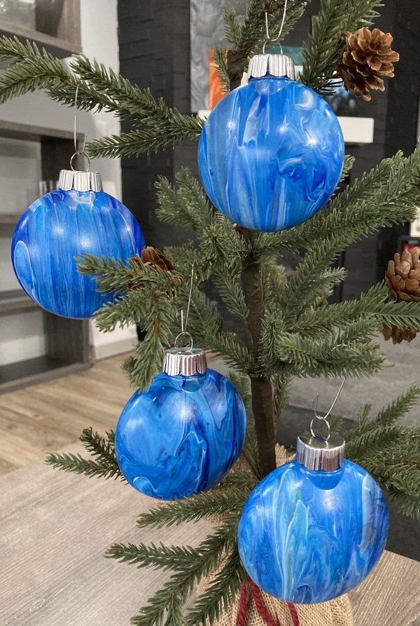 Holiday Ornament Disks - Blue, White & Silver by Helen Renfrew