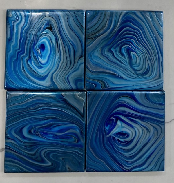 Coasters: Blue Rings by Helen Renfrew