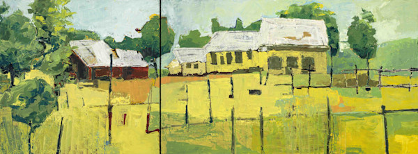 Barns and Out Buildings diptych by Devorah Brinckerhoff, Image 1.