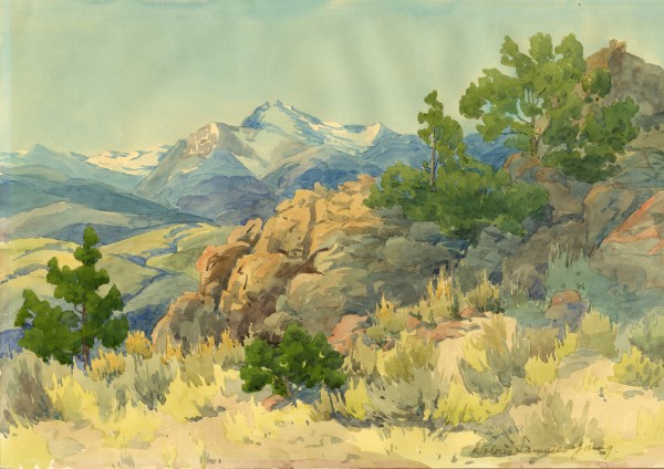 Untitled (Landscape of Mountains) by Dolores Samuels Young