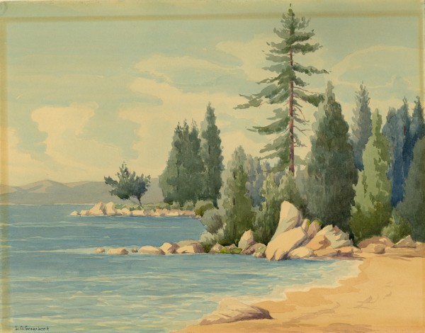 Untitled (Beach Landscape with Mountains) by Dora Agnes Novacovich-Groesbeck