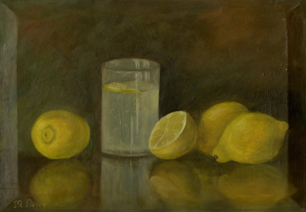 Still Life with Lemons and Water Glass by Minerva Pierce