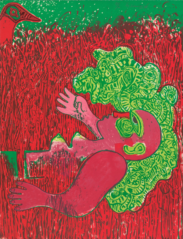 Dans l'infinie verticalité de l'herbe la femme naturellement s'horizontalise by Corneille (Guillaume Cornelis van Beverloo)