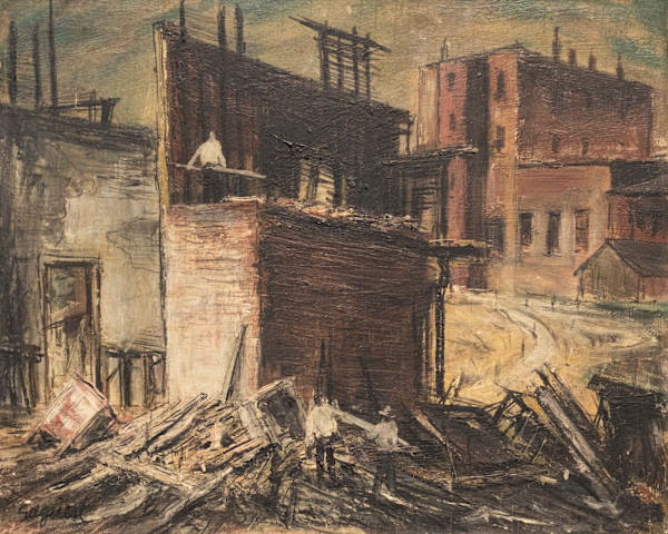 The Wrecking of the V & T.R Station Virginia City, Nevada by Louis Bassi Siegriest