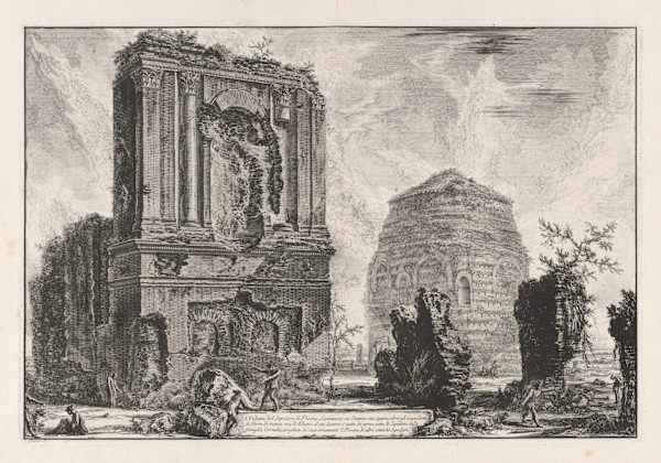 Veduta del Sepolcro di Pisone Liciniano [...] Sepolcro della famiglia Cornelia..., (View of the tombs of L. Piso and of the Cornelii) by Giovanni Battista Piranesi, Image 1.