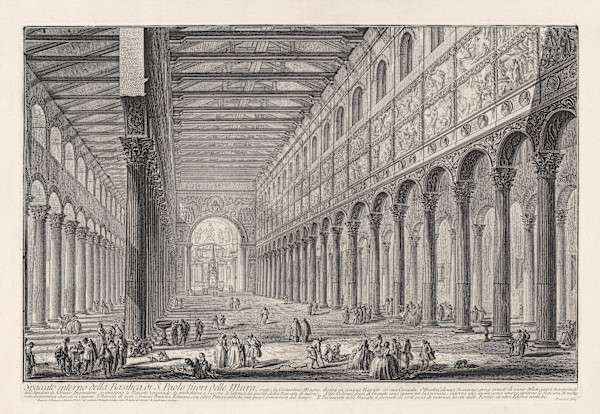 Spaccato interno della Basilica di S. Paolo fuori delle Mura... (View of the interior of S. Paolo fuori le Mura) by Giovanni Battista Piranesi, Image 1.