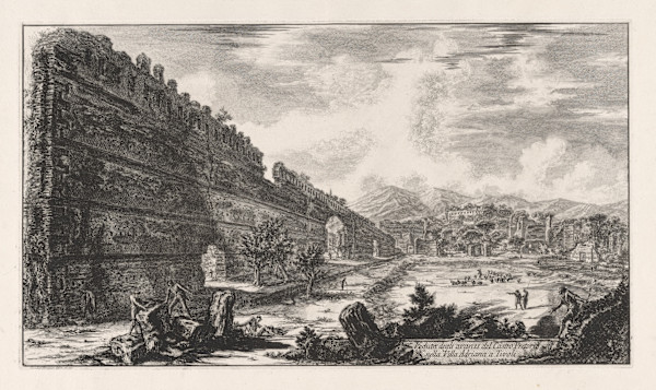 Veduta degli avanzi del Castro Pretorio nella Villa Adriana a Tivoli, (Remains of the Praetorian camp at Hadrian's villa) by Giovanni Battista Piranesi, Image 1.