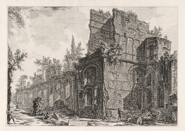 Rovine di uno degli alloggiamenti de'Soldati [...] nella sua Villa in Tivoli,  (One of the soldiers' barracks at Hadrian's Villa) by Giovanni Battista Piranesi, Image 1.