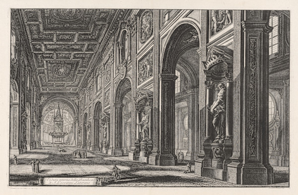 Veduta interna della Basilica di. S. Giovanni Laterano (Interior view of the basilica of St. John Lateran) by Giovanni Battista Piranesi, Image 1.