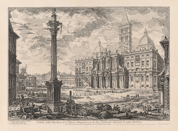 Veduta della Basilica di S. Maria Maggiore con le due Fabbriche laterali di detta Basilica (View of S. Maria Maggiore) by Giovanni Battista Piranesi, Image 1.