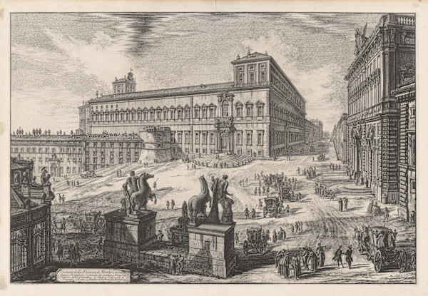 Veduta della Piazza di Monte Cavallo (View of the Piazza del Monte Cavallo (Quirinale)) by Giovanni Battista Piranesi, Image 1.