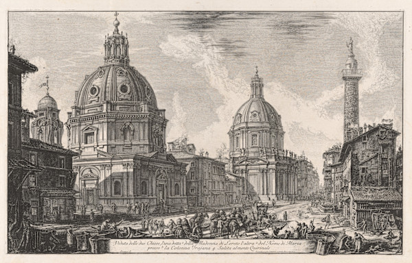 Veduta delle due Chiese, l'una detta 1. della Madonna di Loreto I'altra 2. del Nome di Maria..., (View of S. Maria di Loreto and SS. Nome di Maria) by Giovanni Battista Piranesi, Image 1.