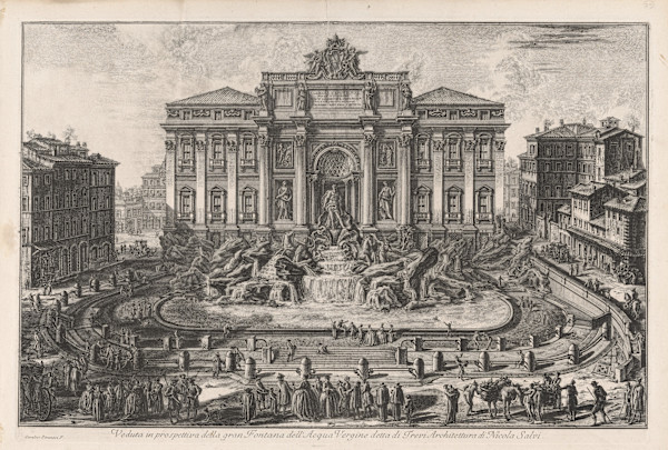 Veduta in prospettiva della gran Fontana dell'Acqua Vergine detta di Trevi, (View of the Trevi Fountain) by Giovanni Battista Piranesi, Image 1.