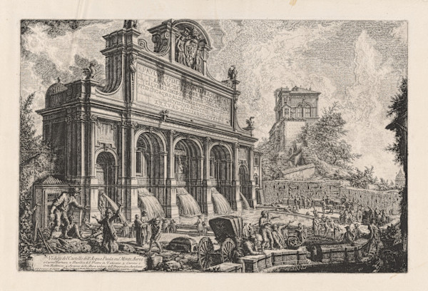 Veduta del Castello dell'Acqua Paola sul Monte Aureo (Fountainhead of the Acqua Paola on the Janiculum Hill) by Giovanni Battista Piranesi, Image 1.
