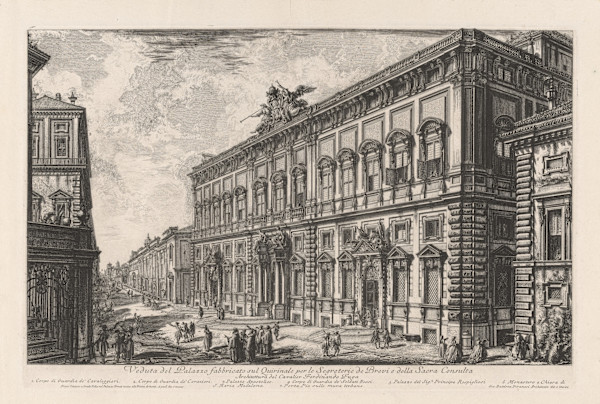 Veduta del Palazzo fabbricato sul Quirinale per le Segreterie de Brevi et della Sacra Consulta by Giovanni Battista Piranesi, Image 1.