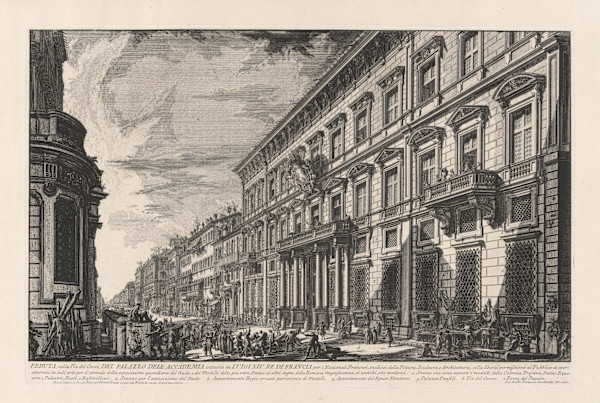 Veduta nella Via del Corso, del Palazzo dell'Accademia... (Palazzo dell'Accademia in the Via del Corso) by Giovanni Battista Piranesi, Image 1.