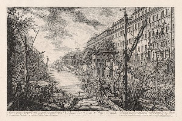 Veduta del Porto di Ripa Grande (View of the  Ripa Grande) by Giovanni Battista Piranesi, Image 1.