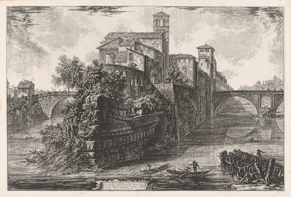 Veduta dell'Isola Tiberina (View of the Tiber Island) by Giovanni Battista Piranesi, Image 1.
