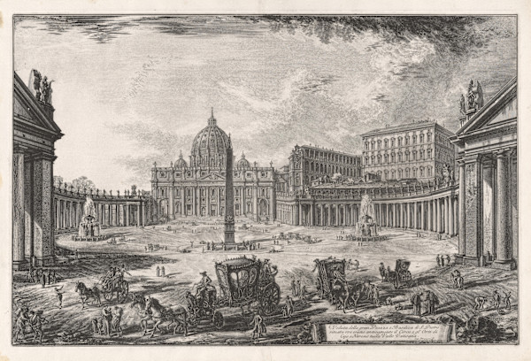 Veduta della gran Piazza e Basilica di S. Pietro (View of the piazza and the basilica of St. Peter) by Giovanni Battista Piranesi, Image 1.