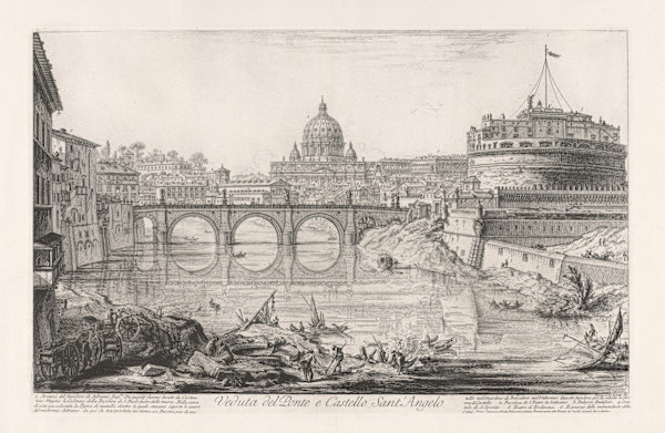 Veduta del Ponte e Castello Sant'Angelo (View of the Castel S. Angelo and bridge) by Giovanni Battista Piranesi, Image 1.