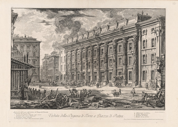 Veduta della Dogana di Terra a Piazza di Pietra (View of the Customs House on Piazza di Pietra) by Giovanni Battista Piranesi, Image 1.