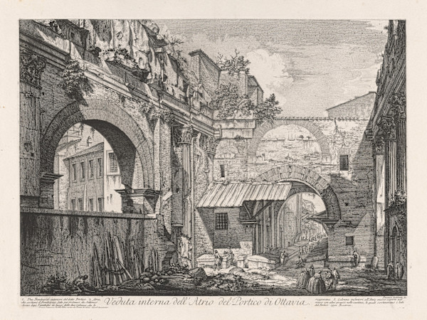 Veduta interna dell'Atrio del Portico di Ottavia (Interior view of the atrium of the portico of Octavia) by Giovanni Battista Piranesi, Image 1.