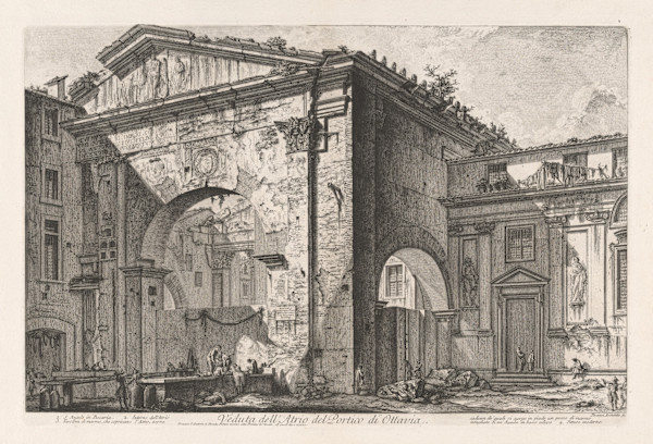 Veduta dell'Atrio del Portico di Ottavia (View of the atrium of the portico of Octavia) by Giovanni Battista Piranesi, Image 1.