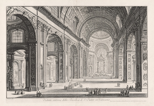 Veduta interna della Basilica di S. Pietro in Vaticano (Interior view of St. Peter's ) by Giovanni Battista Piranesi, Image 1.