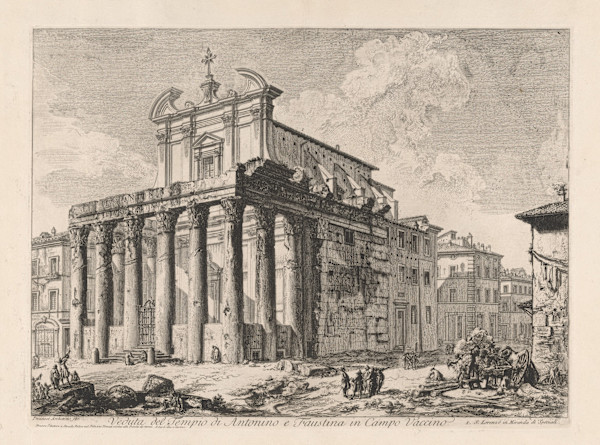 Veduta del Tempio di Antonino e Faustina in Campo Vaccino (View of the Temple of Antoninus and Faustina) by Giovanni Battista Piranesi, Image 1.