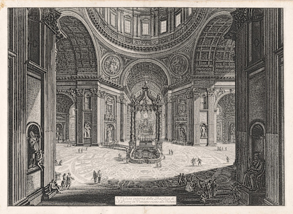 Veduta interna della Basilica di S. Pietro in Vaticano vicino alla Tribuna (Interior view of the crossing of St. Peter) by Giovanni Battista Piranesi, Image 1.