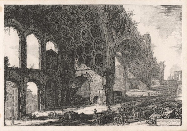 Veduta degli avanzi del Tablino della Casa aurea di Nerone detti volgarmente il Tempio della Pace (Ruins of the Neronian dining room, Tempio della Pace) by Giovanni Battista Piranesi, Image 1.