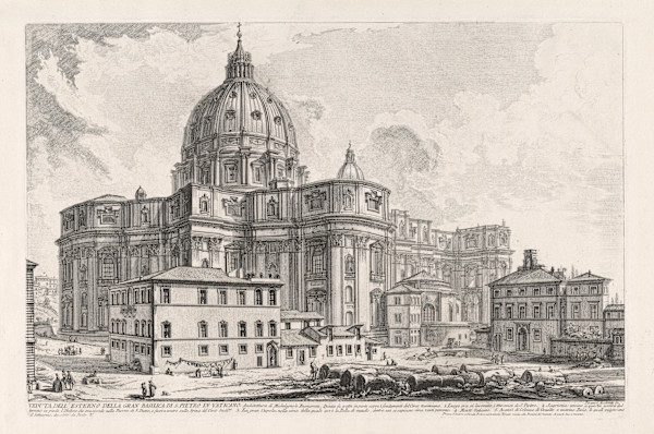 Veduta dell'esterno della gran Basilica di S. Pietro  in Vaticano (View of the exterior of St. Peter's ) by Giovanni Battista Piranesi, Image 1.